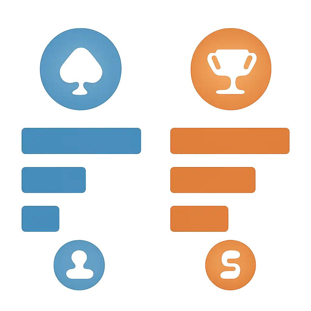 Infographic comparing options using coloured bars and icons only, no text or labels, flat design, Jai Win