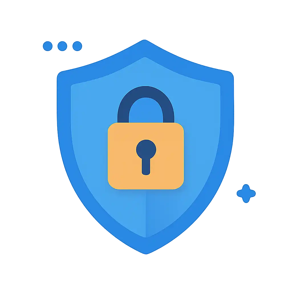 Security shield icon with lock: Jai Win safety visualization